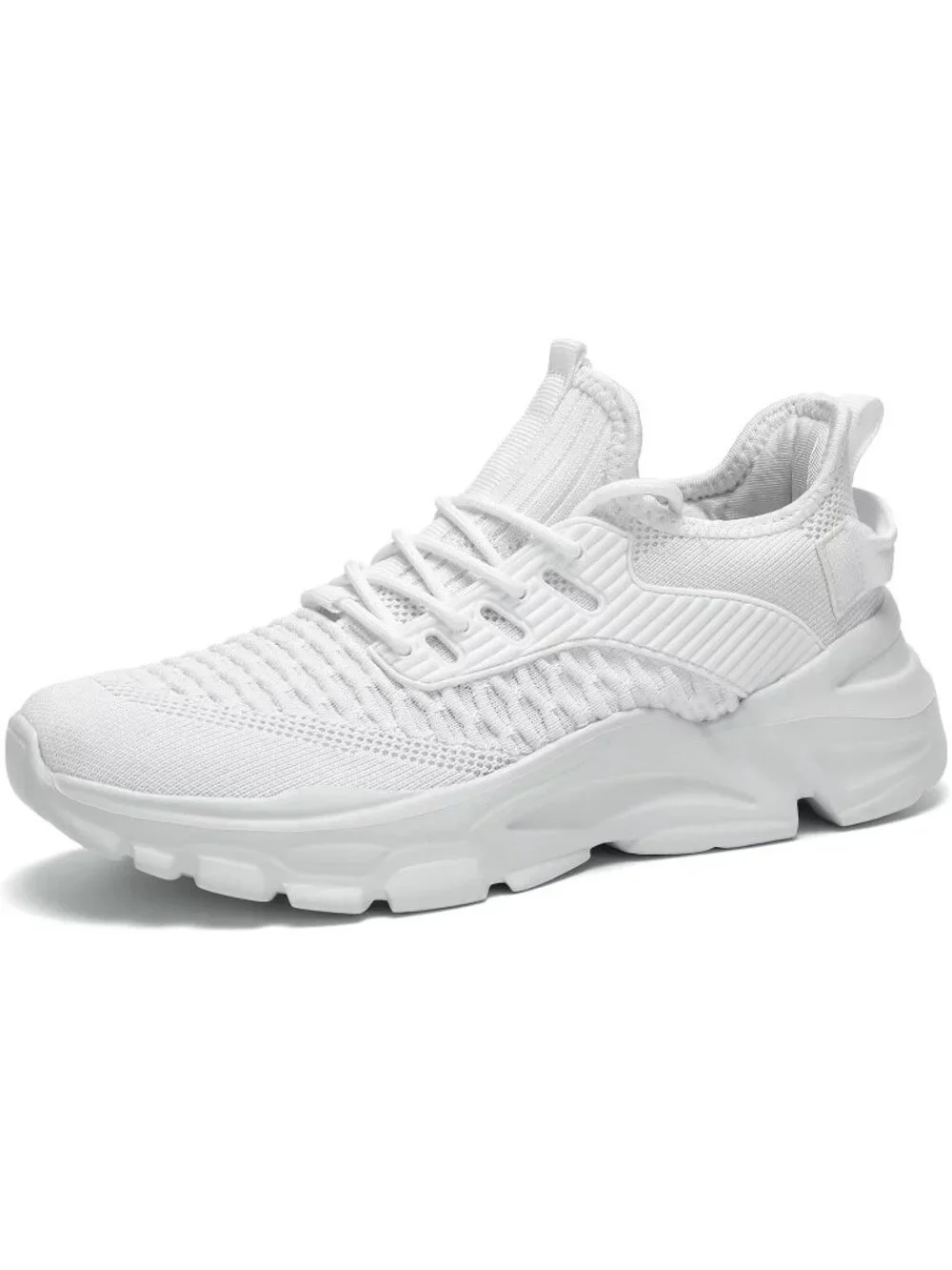 Men's White Lightweight Non Slip Resistant Athletic Sports Walking Gym Sneaker